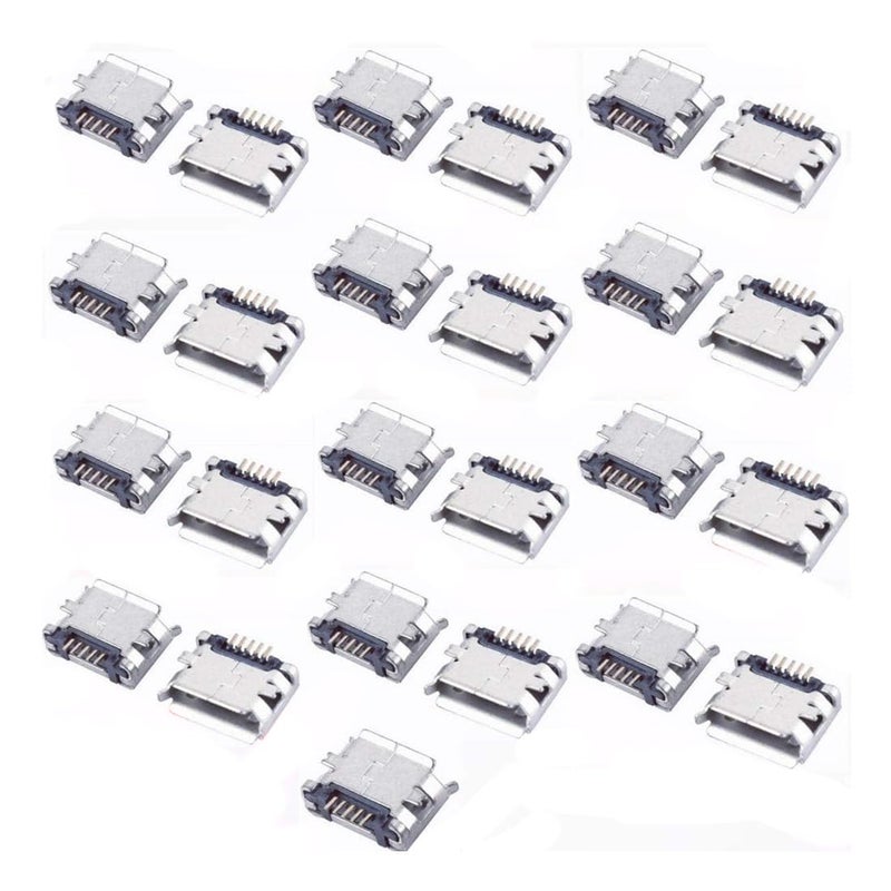 bnafes موصل أنثوي مايكرو USB نوع B بزاوية 180 درجة 5 دبابيس SMD SMT لحام 25 قطعة - Image 1